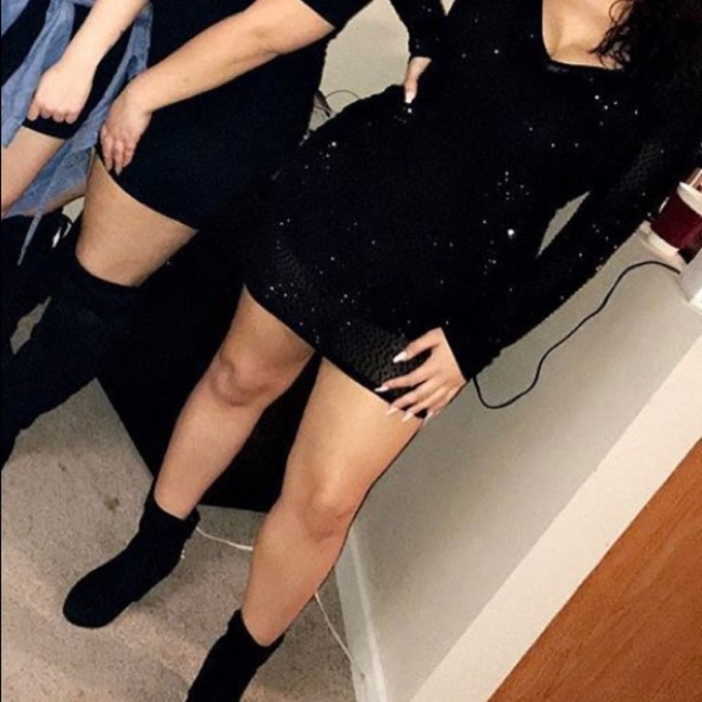 Sequined mesh dress